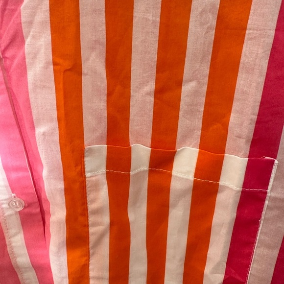 Beach Riot Alexa Button Down Cover Up Long Sleeve Orange Pink White‎ Size L/XL - Picture 4 of 6